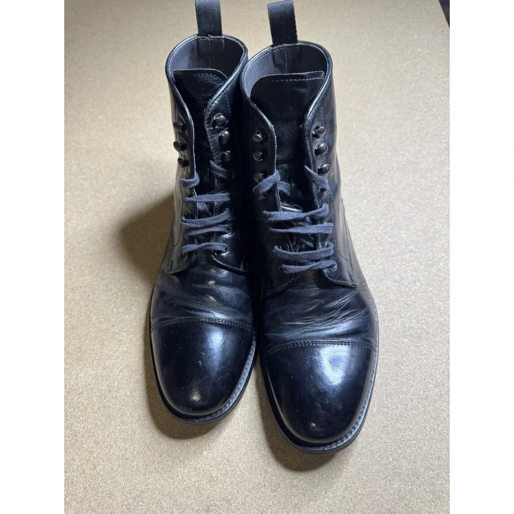 To Boot New York Adam Derrick Black Leather Cap Toe Lace Up Combat Boots Mens 7